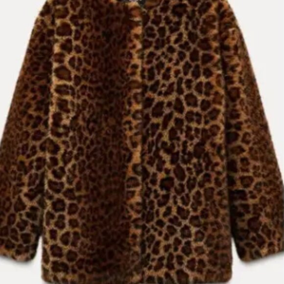 🐆 ZARA Faux Fur Animal Print Coat – Size S – NWT 🔥 - Picture 3 of 4